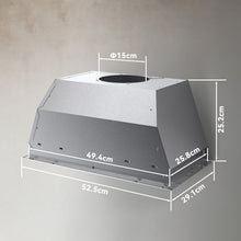 Lade das Bild in den Galerie-Viewer, Hermitlux Extractor Hood 52cm Built-in, Exhaust/Recirculation, 750m³/h Air Flow, 60db, Silver--‎HMX-ESB02E52-AC
