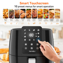 Lade das Bild in den Galerie-Viewer, Hermitlux Air Fryer 5,5L XXL, 10 Programs Airfryer with Digital LED Touch Screen, Air Fryer without Oil, Preheat &amp; Keep Warm, with Recipe, 1500W Dishwasher safe --	‎HAF55B31

