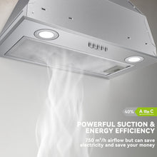 Lade das Bild in den Galerie-Viewer, Hermitlux Extractor Hood 52cm Built-in, Exhaust/Recirculation, 750m³/h Air Flow, 60db, Silver--‎HMX-ESB02E52-AC
