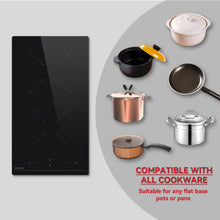 Load image into Gallery viewer, Hermitlux Ceramic Hob, Built-in 29cm Ceramic Electric Hob, 9 Power Levels, Sensor Touch Control, Child Lock, 1-99 Minute Timer, Suitable for all Pots and Pans--VM2T

