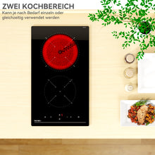 Load image into Gallery viewer, Hermitlux Ceramic Hob 28.8cm, Ceramic Hob 2 Zones with 9 Power Levels, Touch Control &amp; Timer, Child Lock, Suitable for all Pots and Pans, 3300W--HVC2T01
