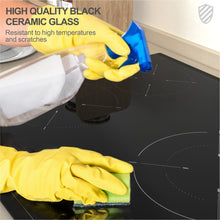Load image into Gallery viewer, Hermitlux Ceramic Hob 3 Zones 60cm, Build-in Ceramic Hob with 9 Power Llevels, Touch Control &amp; Timer, Safety Lock, Double Ring Heating, 5200W--VM3T
